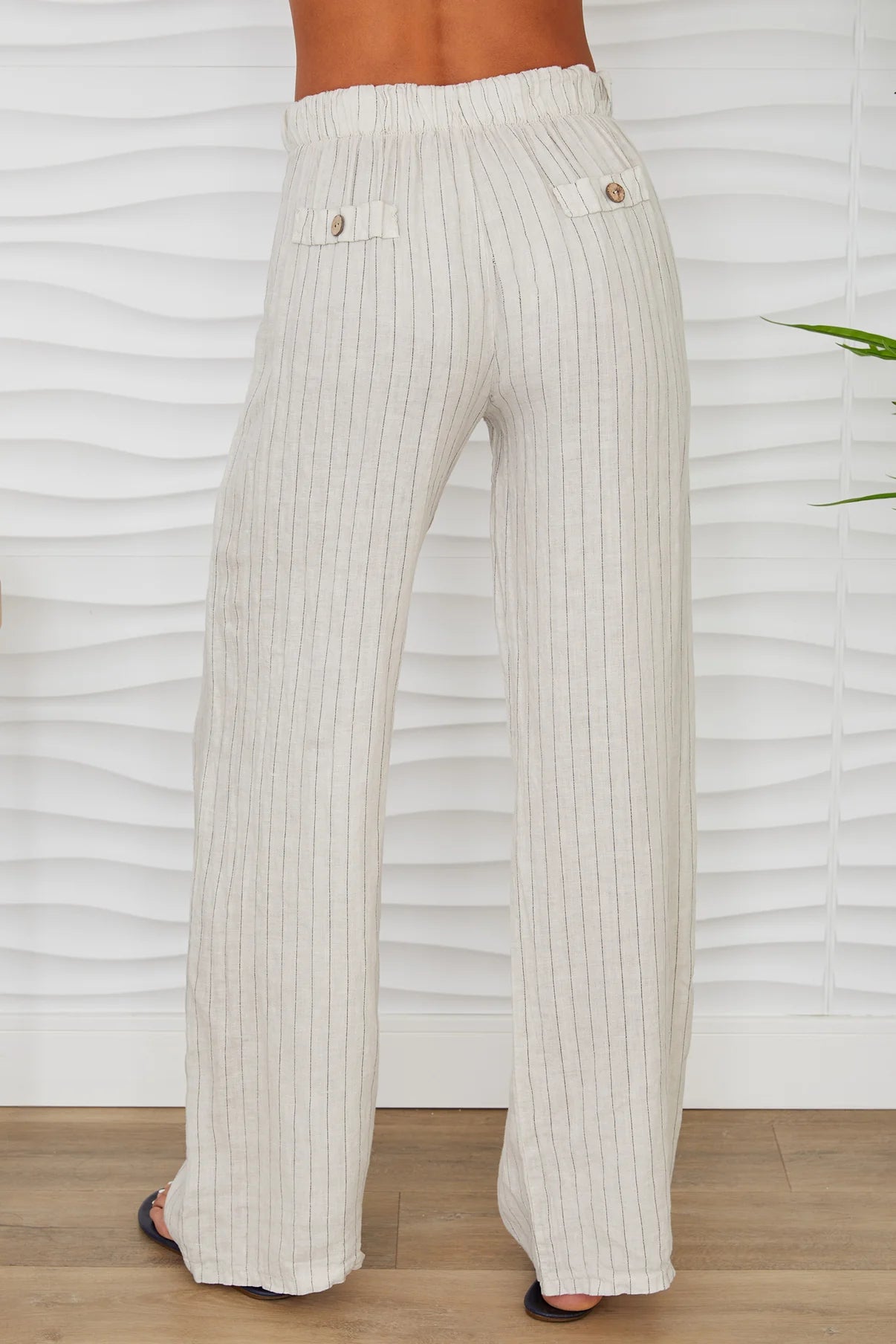 Linen Pinstripe Wideleg Trouser