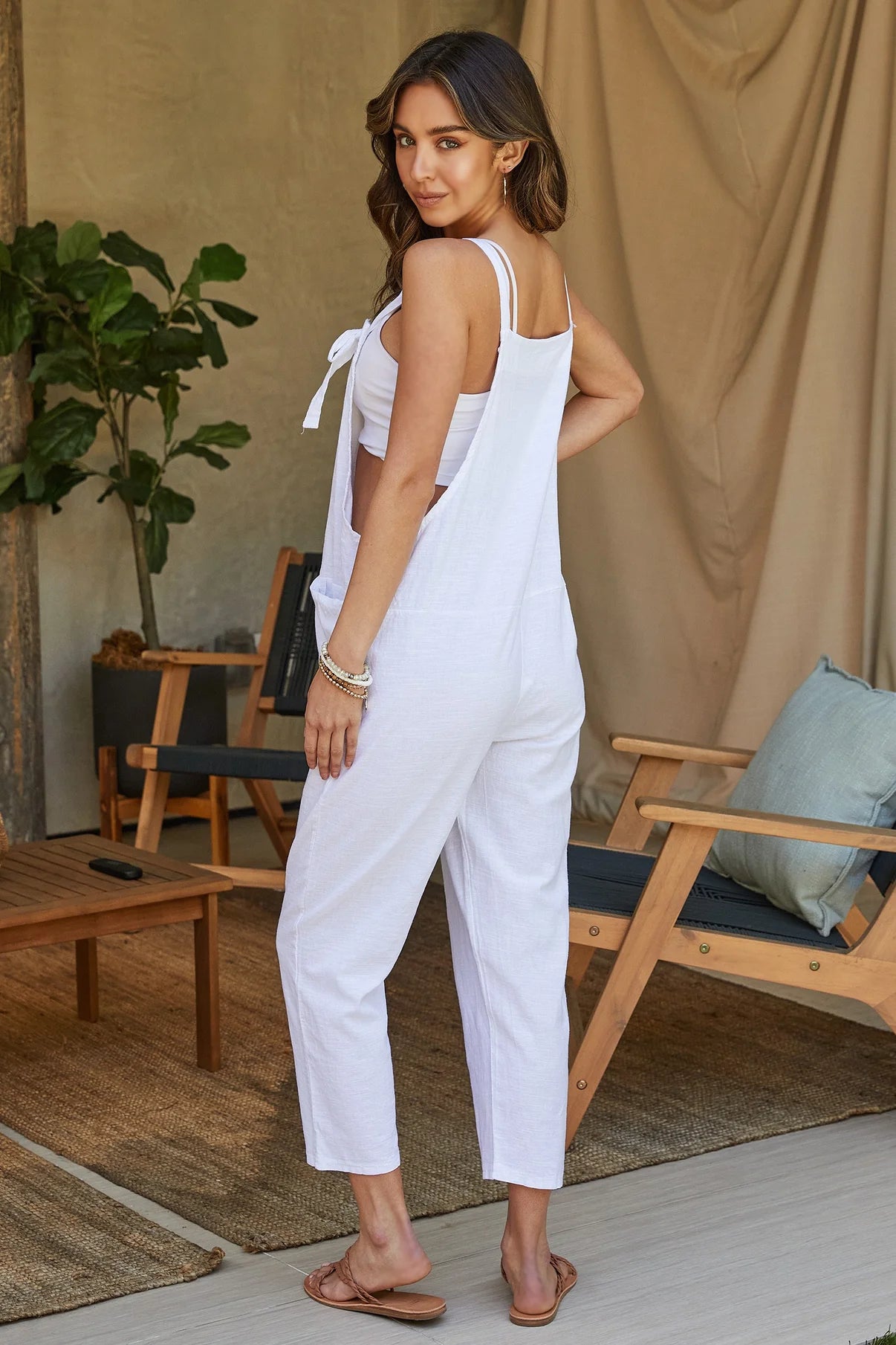 Mae Linen Overall White