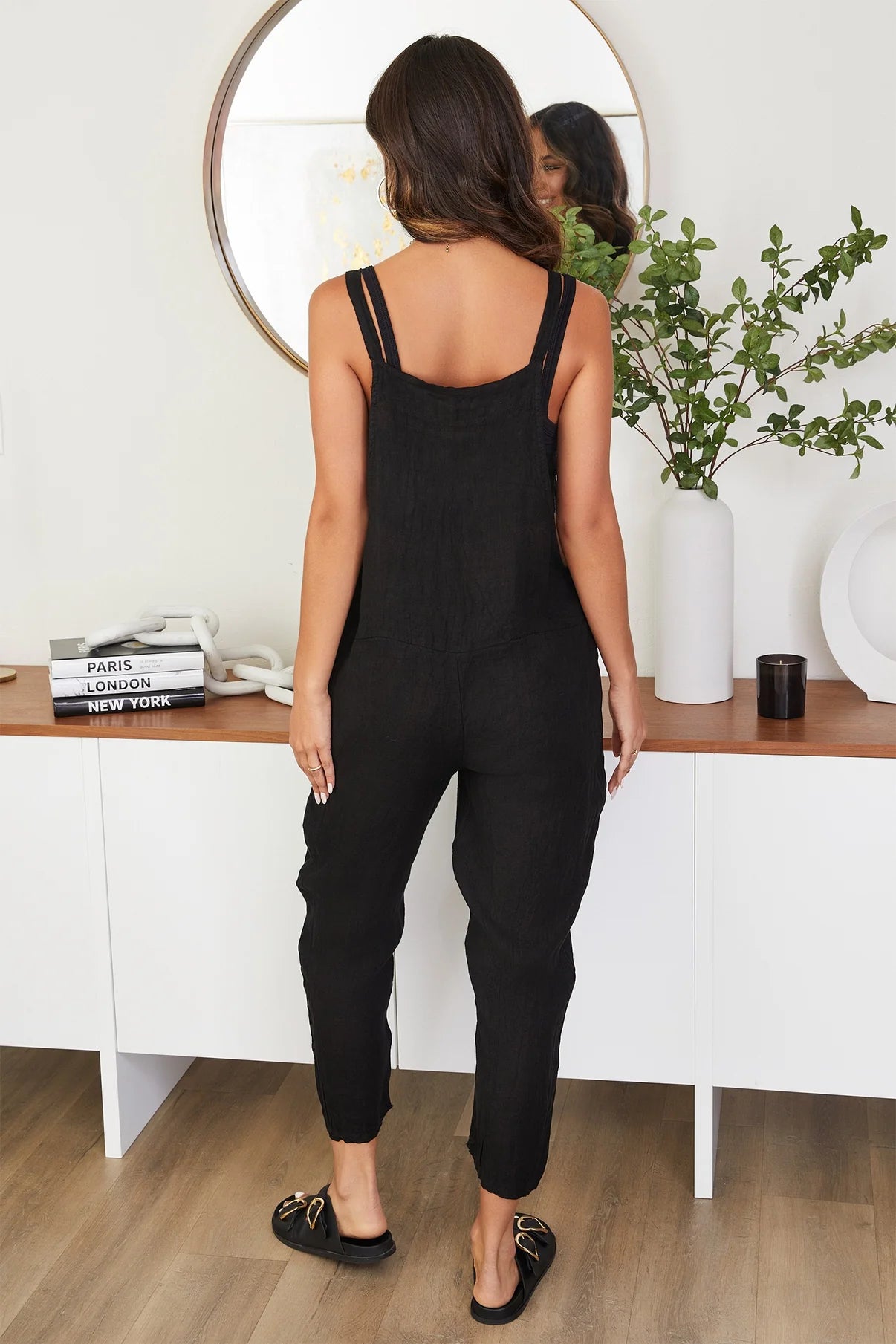 Mae Linen Overall Black