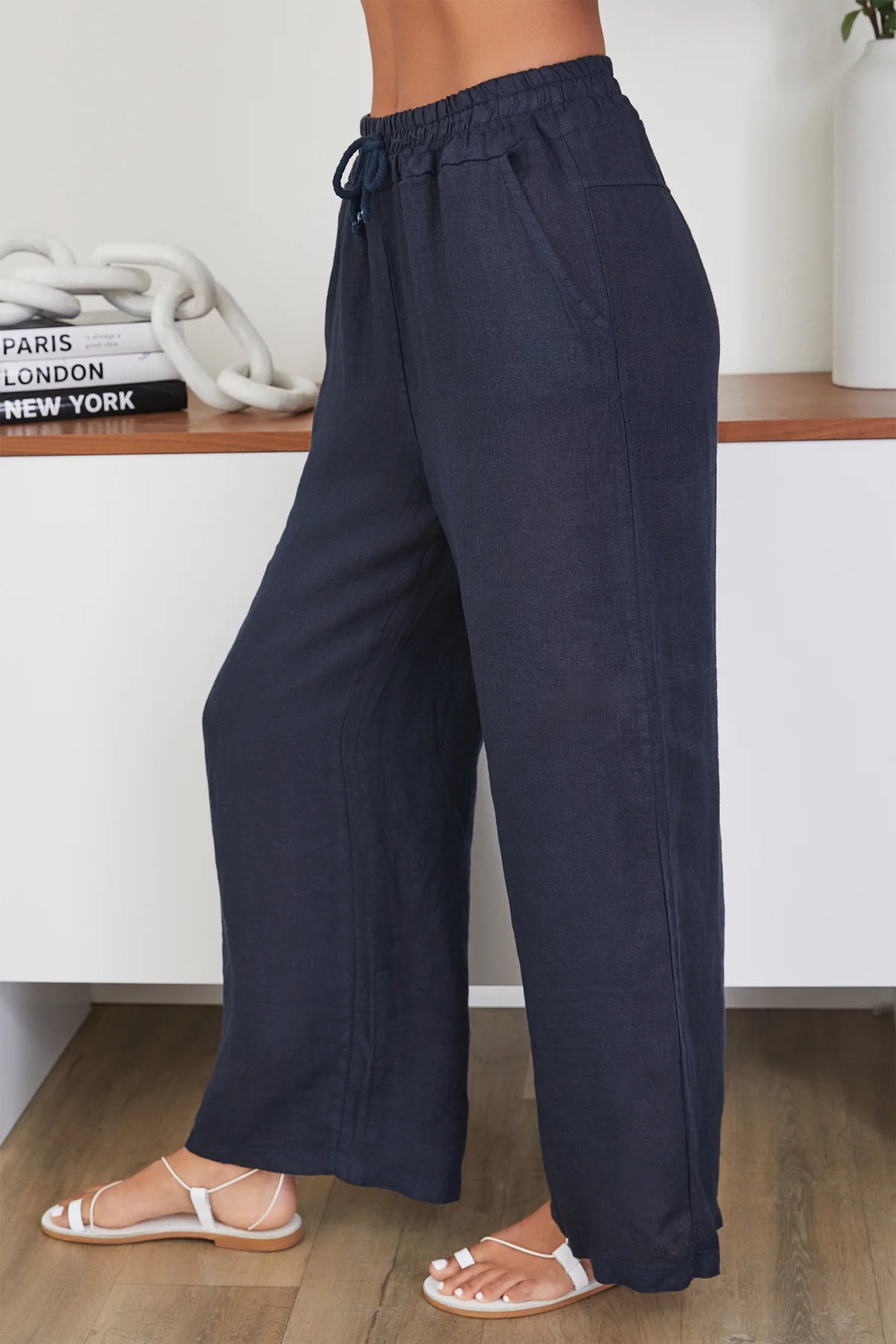 Linen Pant W/Pockets Navy