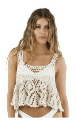 White Mery Crotchet Top